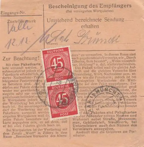 Paketkarte: Tirschenreuth nach Haar bei München
