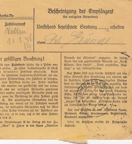 Paketkarte 1948: Johanniskirchen nach Haar