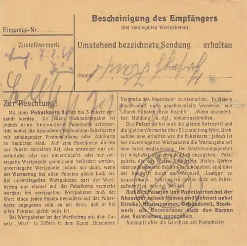 Carte de paquet 1948: Oberviechtach après Neukeferloh