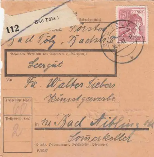 Carte forfait 1947: Bad Tölz vers Bad Aibling