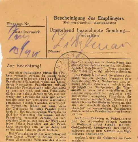 BiZone Paketkarte 1948: Walting nach Grünwald