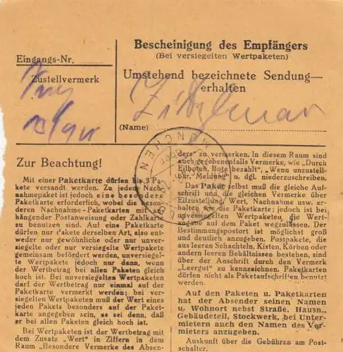 Carte de paquet BiZone 1948: Walting vers Grünwald