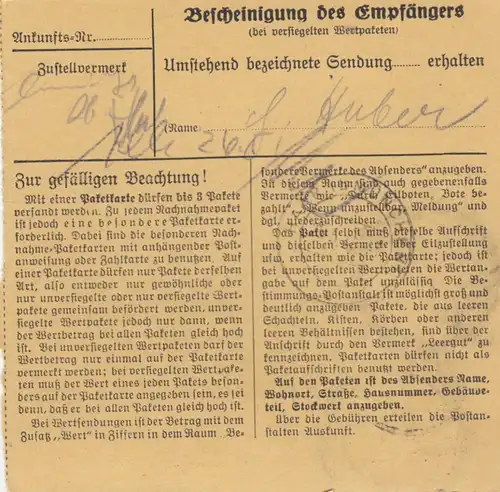 Carte de paquet: Schwaig b. Erding vers Neukeferloh