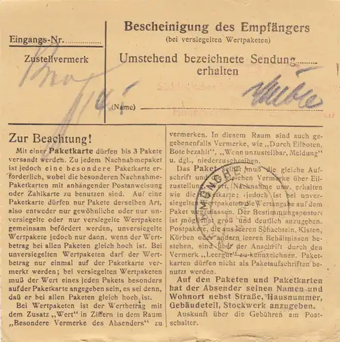 Carte de paquet 1948: Immenstadt par Haar b. Munich