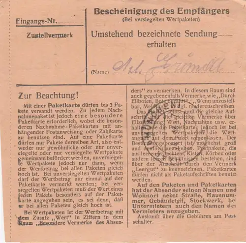 Carte de paquet 1948: Landsberg vers Haar, centre de soins et de santé