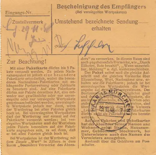 Carte de paquet BiZone 1948: Schwandorf par Haar