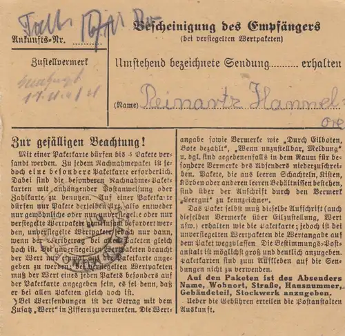 Carte de paquet BiZone 1948: Martinlamitz après Haar près de Munich