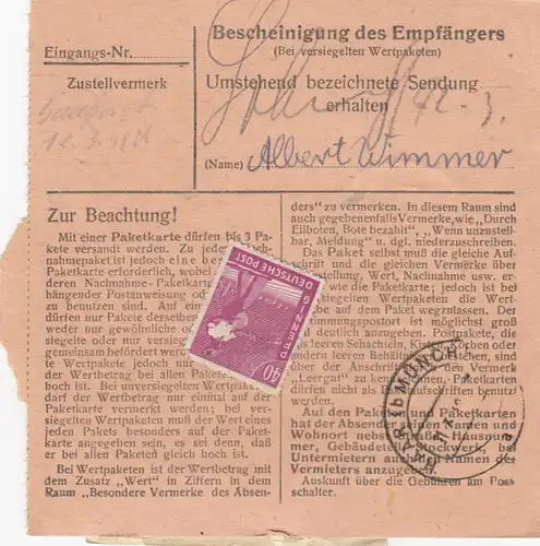 Carte de paquet: Frontenhausen par cheveux, carte de prix