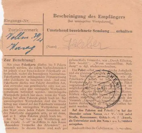 BiZone Paketkarte 1948: Bonn nach Haar, Nachgebühr