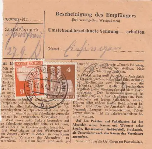 Carte de paquet BiZone 1948: Langenhagen après Haar Kreis Munich