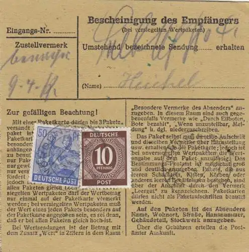 Carte de paquet 1948: Nördlingen par Putzbrunn