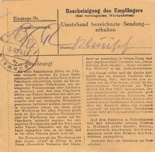 BiZone Carte de paquet 1948: Livre a. Erlbach après Neu-Grünwald