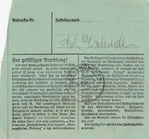 BiZone Paketkarte 1948: Ohlstadt nach Haar, Heilanstalt, seltenes Formular