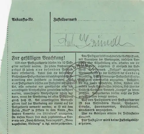 Carte de paquet BiZone 1948: Ohlstadt par cheveux, établissement de soins, formulaire rare