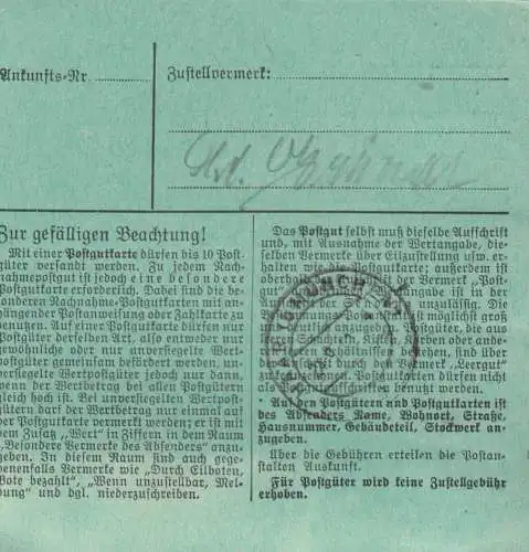 BiZone Paketkarte 1948: München nach Eglfing, seltenes Formular