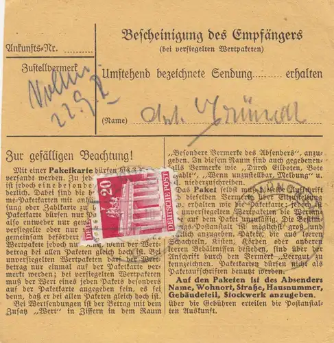 Carte de paquet BiZone 1948: Bad Kissingen après Eglfing-Haar, centre de soins et de santé