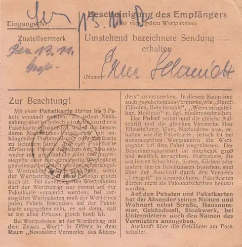 Carte de paquet BiZone 1948: Neumarkt (Oberpf) après Haar près de Munich