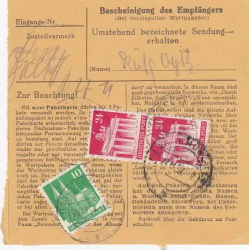 BiZone Paketkarte 1948: Seeshaupt nach Haar b. München