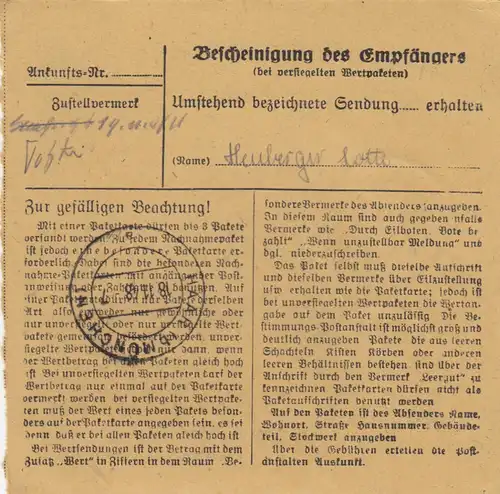 Carte de paquet BiZone 1948: four à four de gang après les cheveux près de Munich