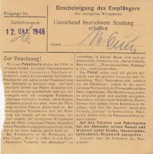 Carte de voyage 1946: Augsbourg vers Bad Aibling