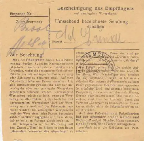 BiZone Paketkarte 1948: Dingolfing nach Eglfing