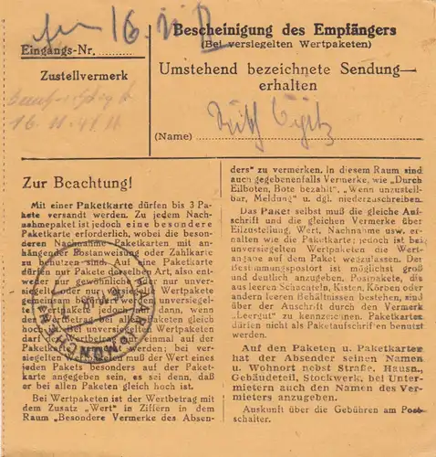 Carte de paquet BiZone 1948: Seeshaft a Haar bei Munich