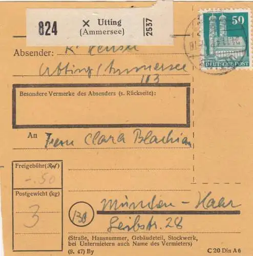 BiZone Paketkarte 1948: Utting nach München