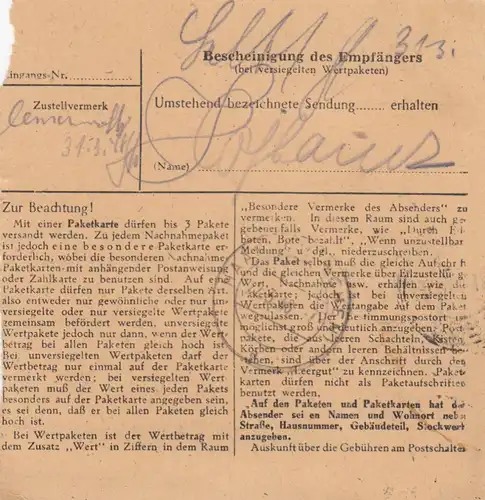 Carte de forfait 1948: Porz vers Munich-Haar