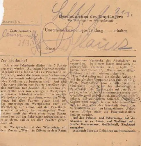 Carte de forfait 1948: Porz vers Munich-Haar