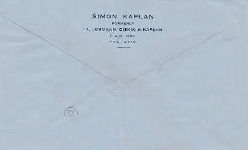 Israël 1952: air mail Tel Aviv to Iserlohn