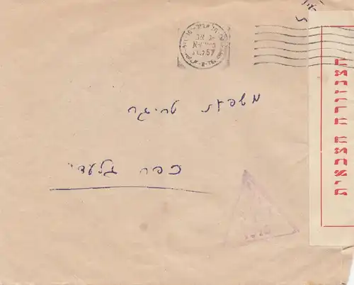 Israel: 1957: cover with censor