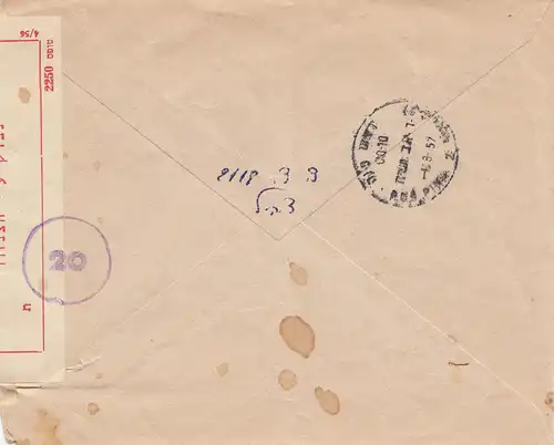 Israel: 1957: cover with censor