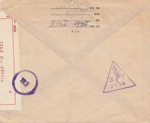 Israël: letter with centorship.