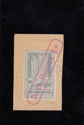 DR: Halbamtliche Flugpost: MiNr. 4b, Briefstück, rote Entwertung 1912