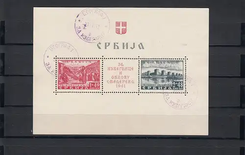 Serbien: 1941, MiNr. 1+2, gestempelt, geprüft