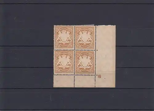 Bavière: Min° 58B, **/* pour 2 marques, plaque no 16, bord d'angle, légèrement séparé