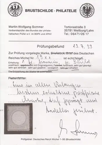 DR: MiNr. 19, postfrisch, BPP Befund