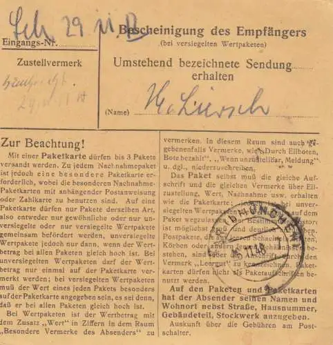 BiZone Paketkarte 1948: Kirchheim (Teck) nach Haar b. München