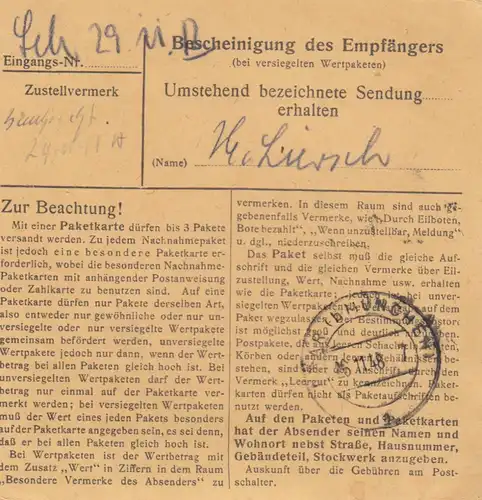 Carte de paquet BiZone 1948: Kirchheim (Teck) par Haar b. Munich