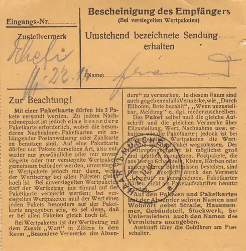 BiZone Paketkarte 1948: Planegg nach Haar/München