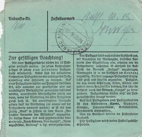 Carte de paquet 1946: Freising vers Thal/Bad Aibling, formulaire rare