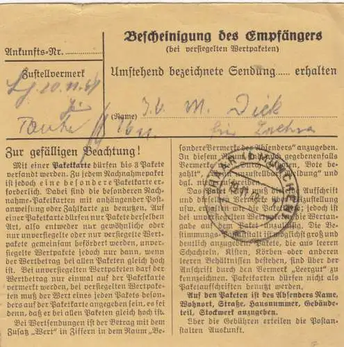 Carte de paquet BiZone 1948: Passau 3 selon Haar b. Munich