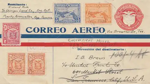 Panama 1931: air mail Puerto Armuales to San Francisco forwarded