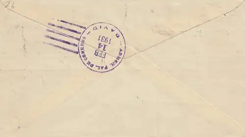 Panama 1931: air mail Puerto Armuelles to San Francisco forwarded