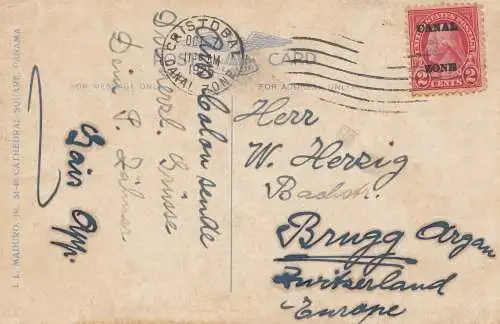 Panama 1925: post card: view Balboa to Brugg/Switzerland