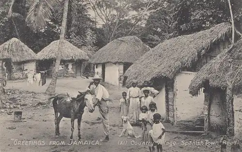 Panama 1912: post card Jamaica, country village, Ancon to London