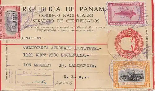 Panama 1951: Registered air mail to Los Angeles