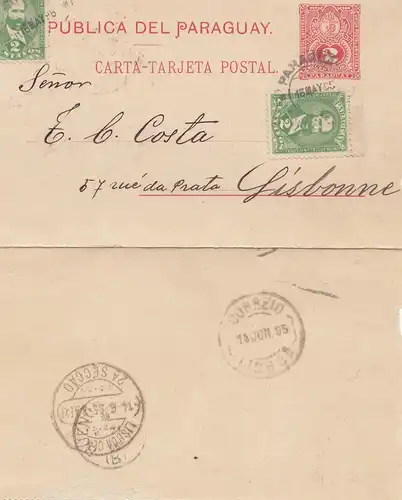 Paraguay 1895: post card Ausuncion to Lisbonne/Portugal