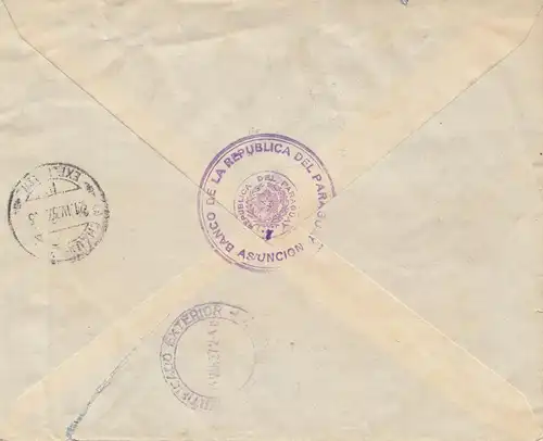Paraguay 1937: registered letter Asuncion to La Chaux ....
