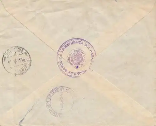 Paraguay 1937: registered letter Asuncion to La Chaux ....